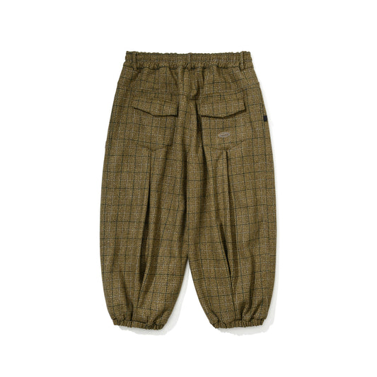 BSR2526FWPT011 DSXBS CLASSIC WOOL NEW SUPER WIDE VENTILATION JOGGER PANTS KHAKI CHECK