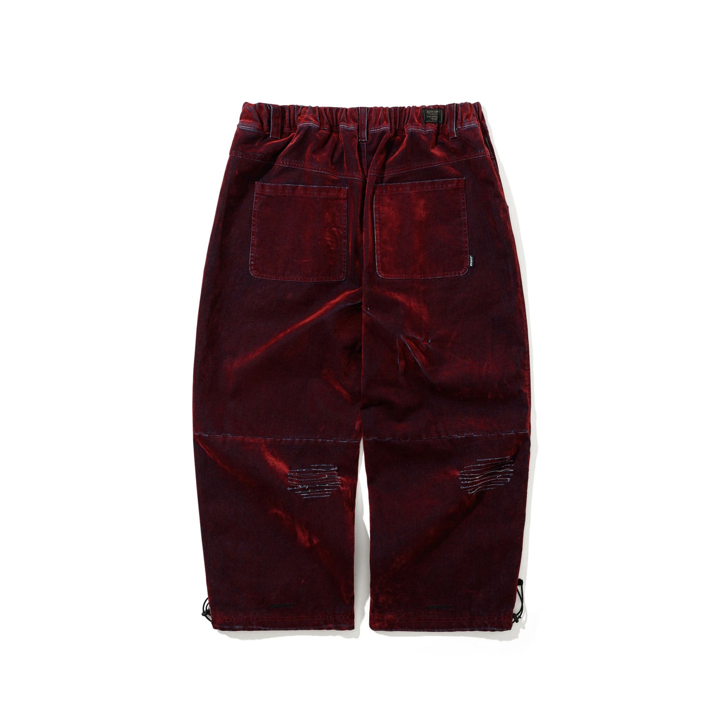 BSR2526FWPT013 DSXBS SUPER WIDE PINTUCK WAX REAL DENIM PANTS WORN RED DENIM