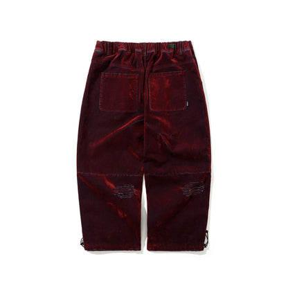 BSR2526FWPT013 DSXBS SUPER WIDE PINTUCK WAX REAL DENIM PANTS WORN RED DENIM