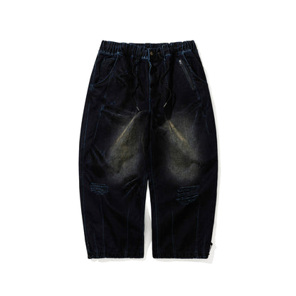 BSR2526FWPT014　DSXBS SUPER WIDE PINTUCK WAX REAL DENIM PANTS WORN MIDNIGHT DENIM