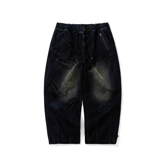 BSR2526FWPT014　DSXBS SUPER WIDE PINTUCK WAX REAL DENIM PANTS WORN MIDNIGHT DENIM
