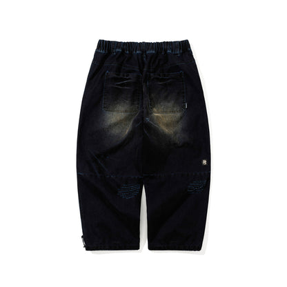 BSR2526FWPT014　DSXBS SUPER WIDE PINTUCK WAX REAL DENIM PANTS WORN MIDNIGHT DENIM