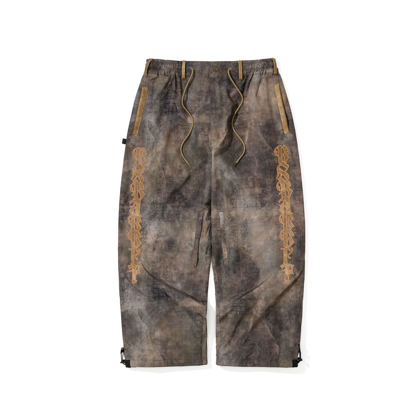 BSR2526FWPT028 VERTICAL APPLIQUE SUPER WIDE VENTILATION PANTS WOOD BROWN
