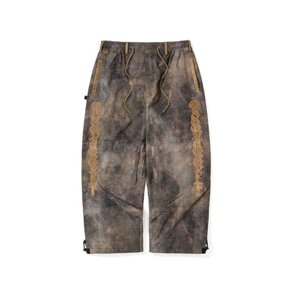 BSR2526FWPT028 VERTICAL APPLIQUE SUPER WIDE VENTILATION PANTS WOOD BROWN