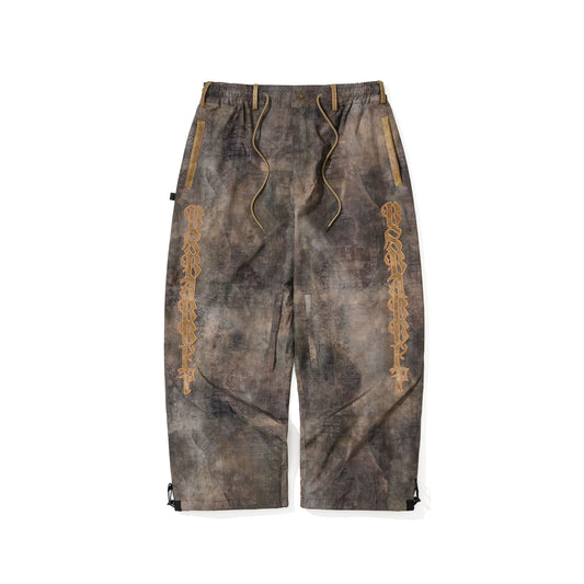 BSR2526FWPT028 VERTICAL APPLIQUE SUPER WIDE VENTILATION PANTS WOOD BROWN