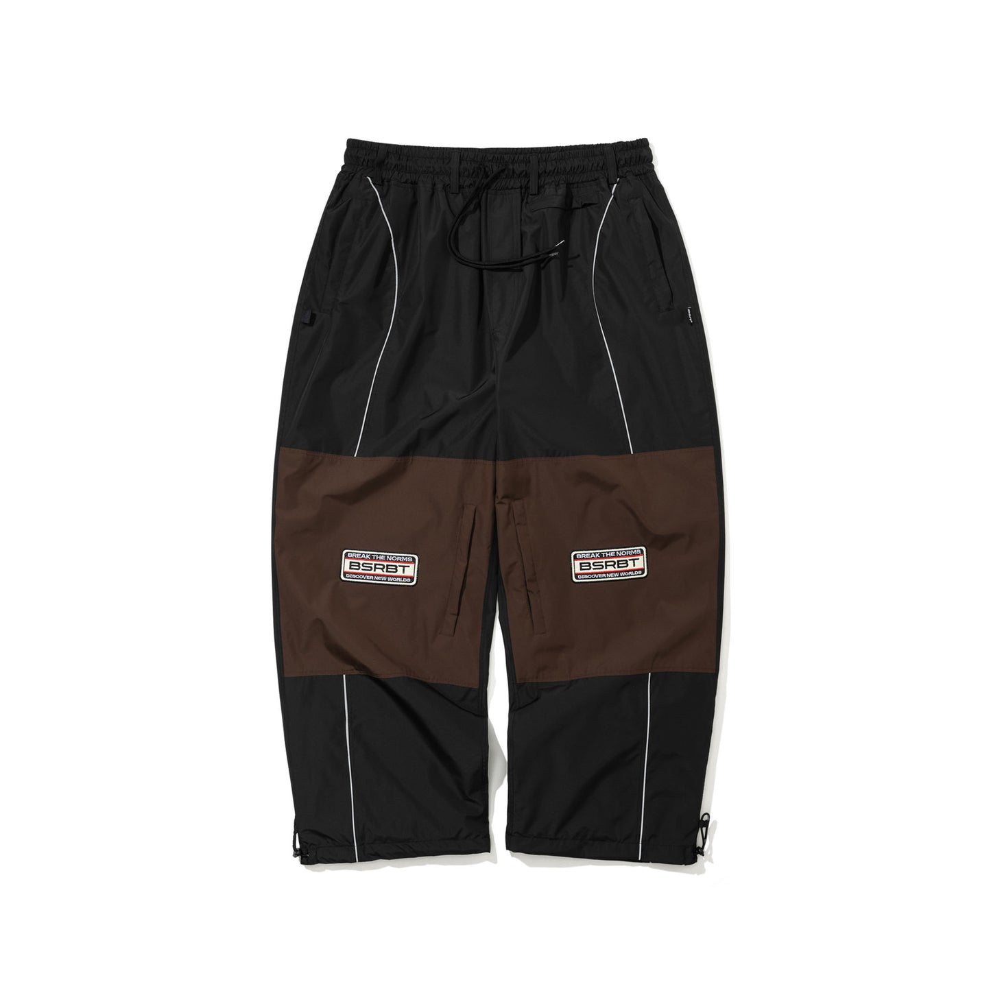 BSR2526FWPT036 PATCHED UTILITY SUPER WIDE VENTILATION PANTS BLACK / DARK BROWN
