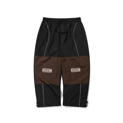 BSR2526FWPT036 PATCHED UTILITY SUPER WIDE VENTILATION PANTS BLACK / DARK BROWN