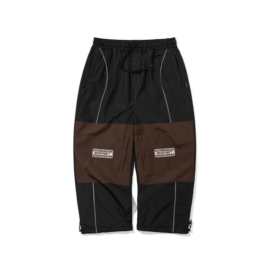 BSR2526FWPT036 PATCHED UTILITY SUPER WIDE VENTILATION PANTS BLACK / DARK BROWN