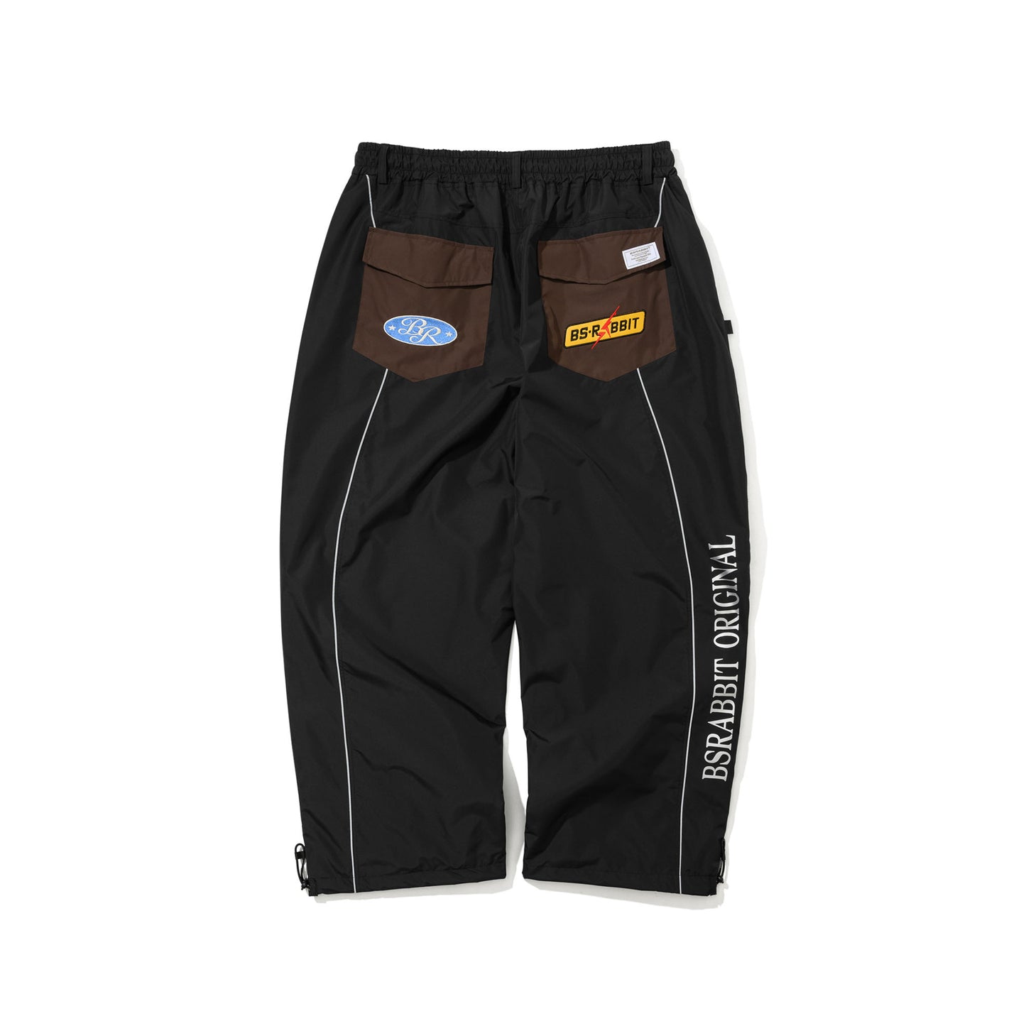 BSR2526FWPT036 PATCHED UTILITY SUPER WIDE VENTILATION PANTS BLACK / DARK BROWN