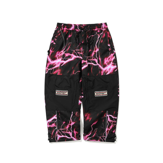 BSR2526FWPT037 PATCHED UTILITY SUPER WIDE VENTILATION PANTS BLACK / THUNDER PINK