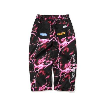 BSR2526FWPT037 PATCHED UTILITY SUPER WIDE VENTILATION PANTS BLACK / THUNDER PINK