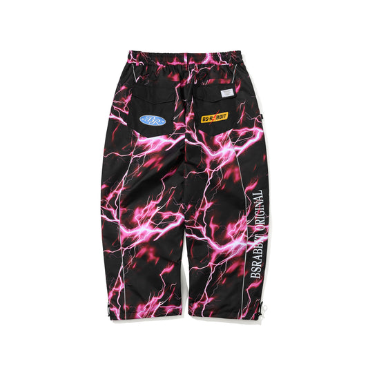 BSR2526FWPT037 PATCHED UTILITY SUPER WIDE VENTILATION PANTS BLACK / THUNDER PINK