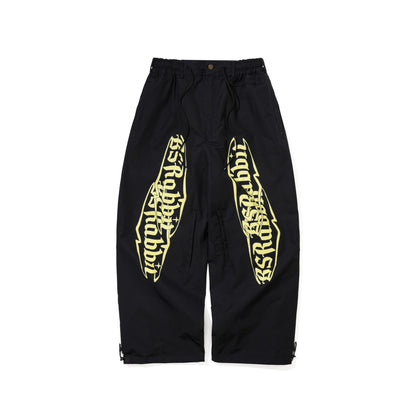 BSR2526FWPT046 VERTICAL PRINT SUPER WIDE VENTILATION PANTS BLACK