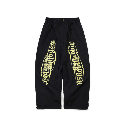 BSR2526FWPT046 VERTICAL PRINT SUPER WIDE VENTILATION PANTS BLACK