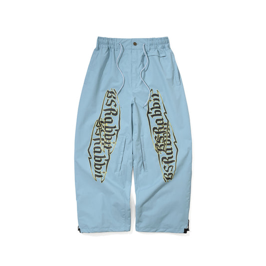 BSR2526FWPT047 VERTICAL PRINT SUPER WIDE VENTILATION PANTS ASH BLUE