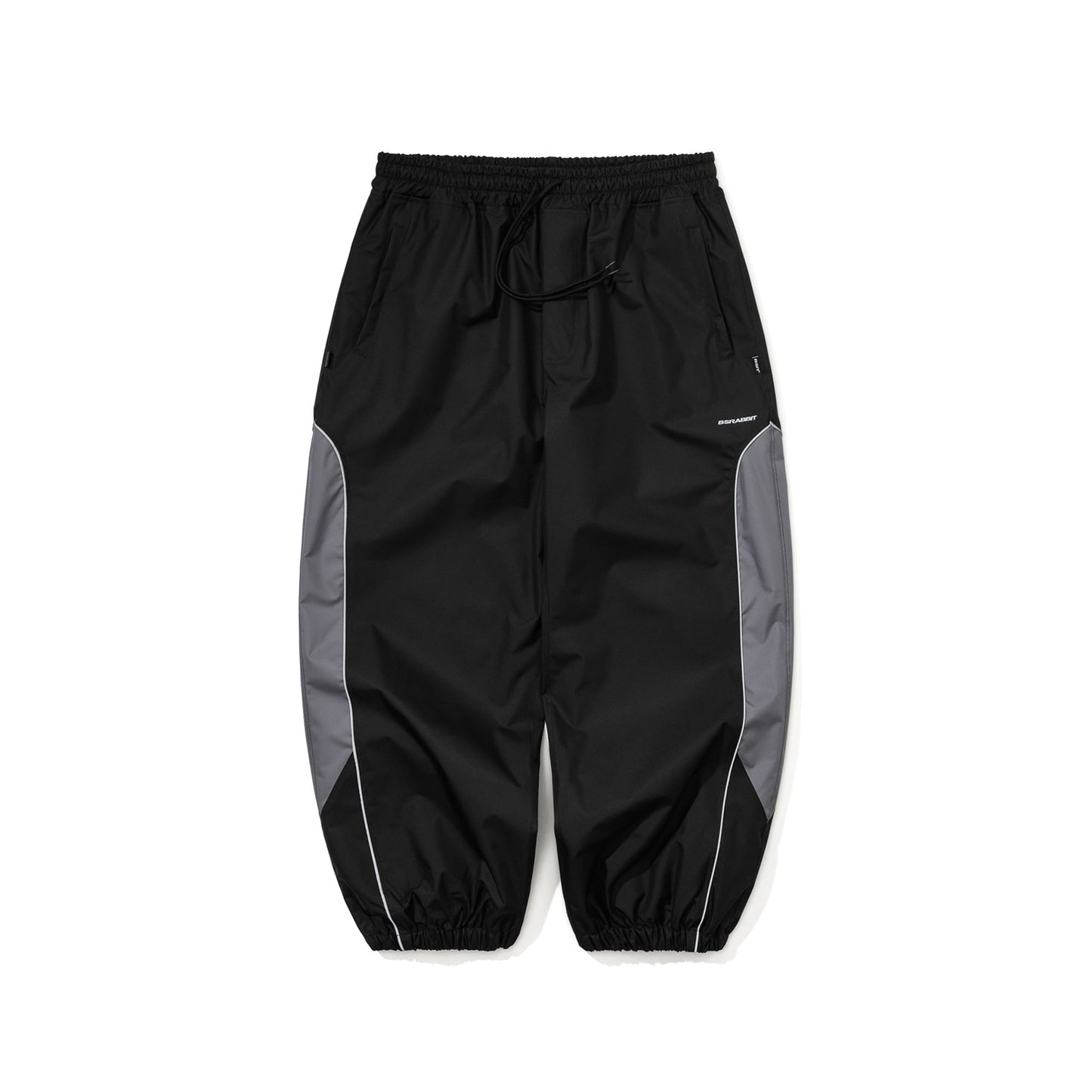 BSR2526FWPT070 LIGHT WEIGHT REFLECTIVE LINE SUPER WIDE JOGGER PANTS BLACK