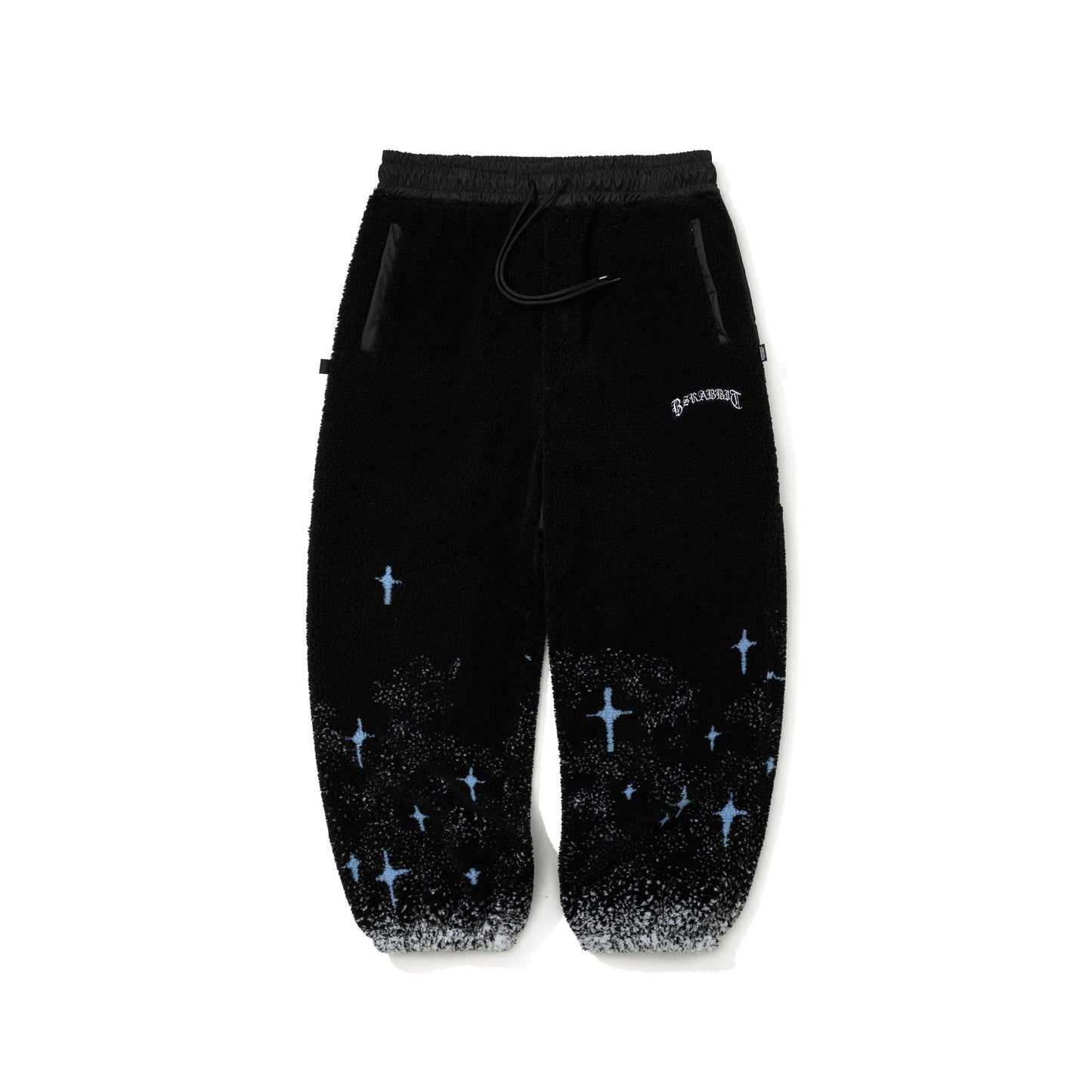 BSR2526FWPT082 SMOKING RABBIT FLEECE WIDE JOGGER PANTS BLACK
