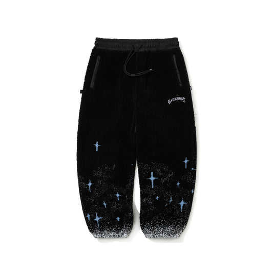 BSR2526FWPT082 SMOKING RABBIT FLEECE WIDE JOGGER PANTS BLACK
