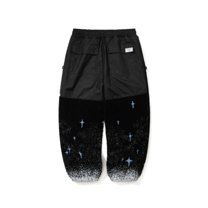 BSR2526FWPT082 SMOKING RABBIT FLEECE WIDE JOGGER PANTS BLACK