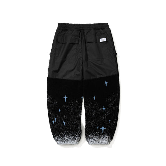BSR2526FWPT082 SMOKING RABBIT FLEECE WIDE JOGGER PANTS BLACK