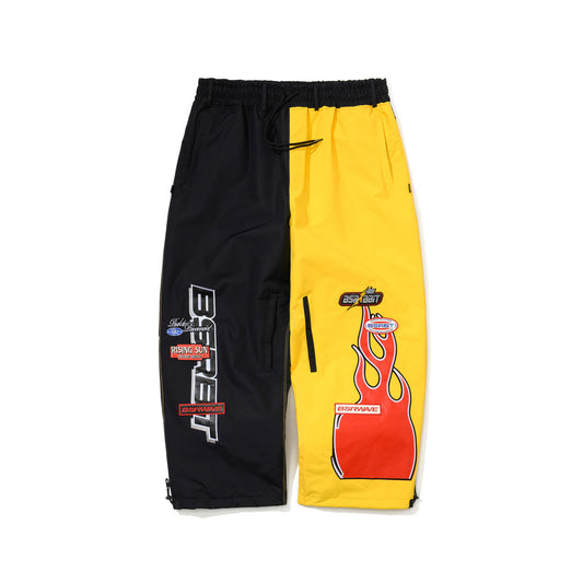 BSR2526FWPT087 BSRBT RED FLAME 98 WIDE VENTILATION PANTS BLACK YELLOW