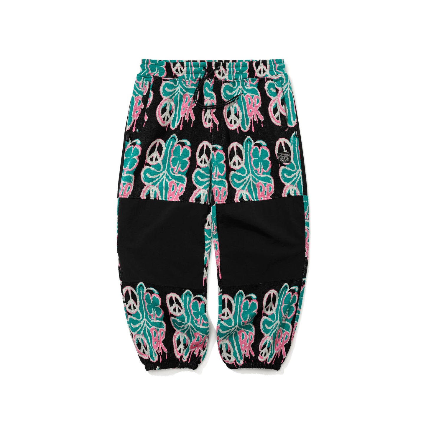 BSR2526FWPT090 PEACE BR JACQUARD WIDE JOGGER PANTS BLACK