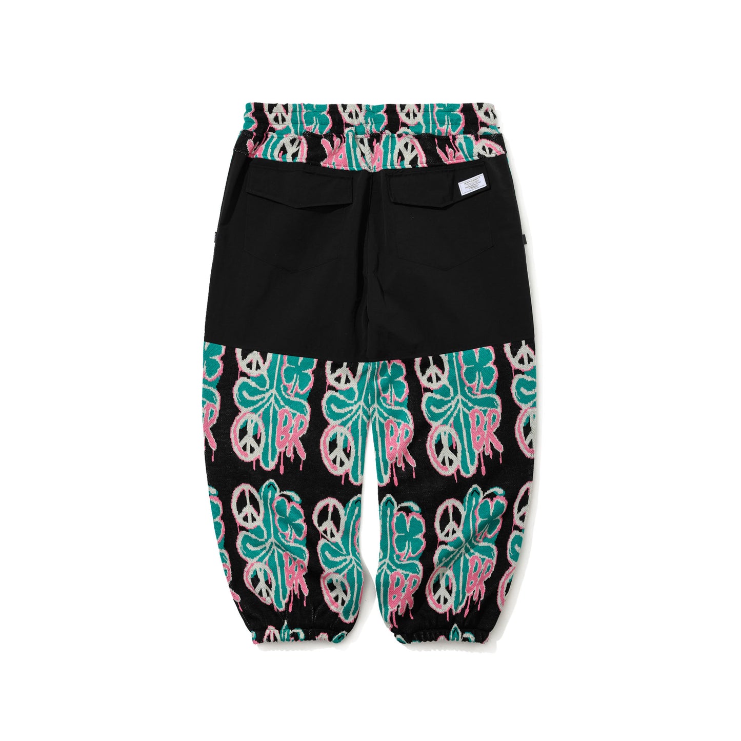 BSR2526FWPT090 PEACE BR JACQUARD WIDE JOGGER PANTS BLACK