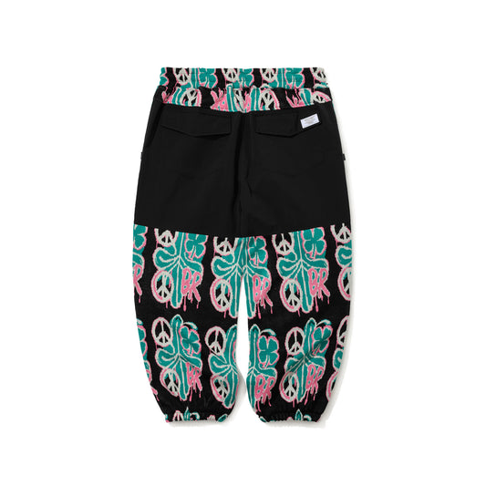 BSR2526FWPT090 PEACE BR JACQUARD WIDE JOGGER PANTS BLACK