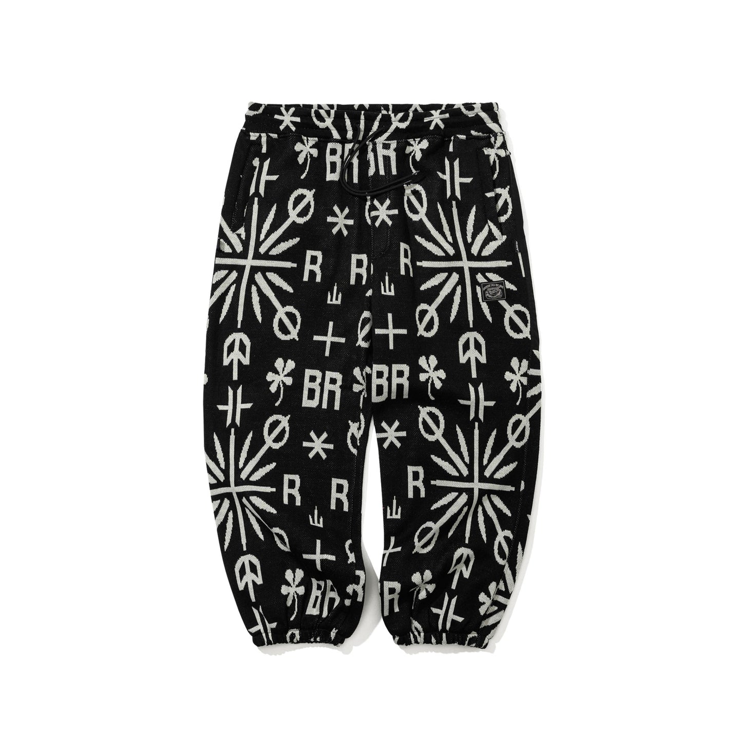 BSR2526FWPT091 PEACE BR JACQUARD WIDE JOGGER PANTS BLACK
