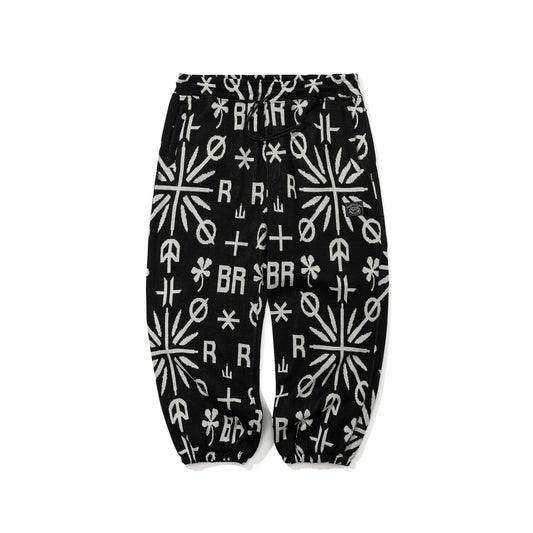 BSR2526FWPT091 PEACE BR JACQUARD WIDE JOGGER PANTS BLACK