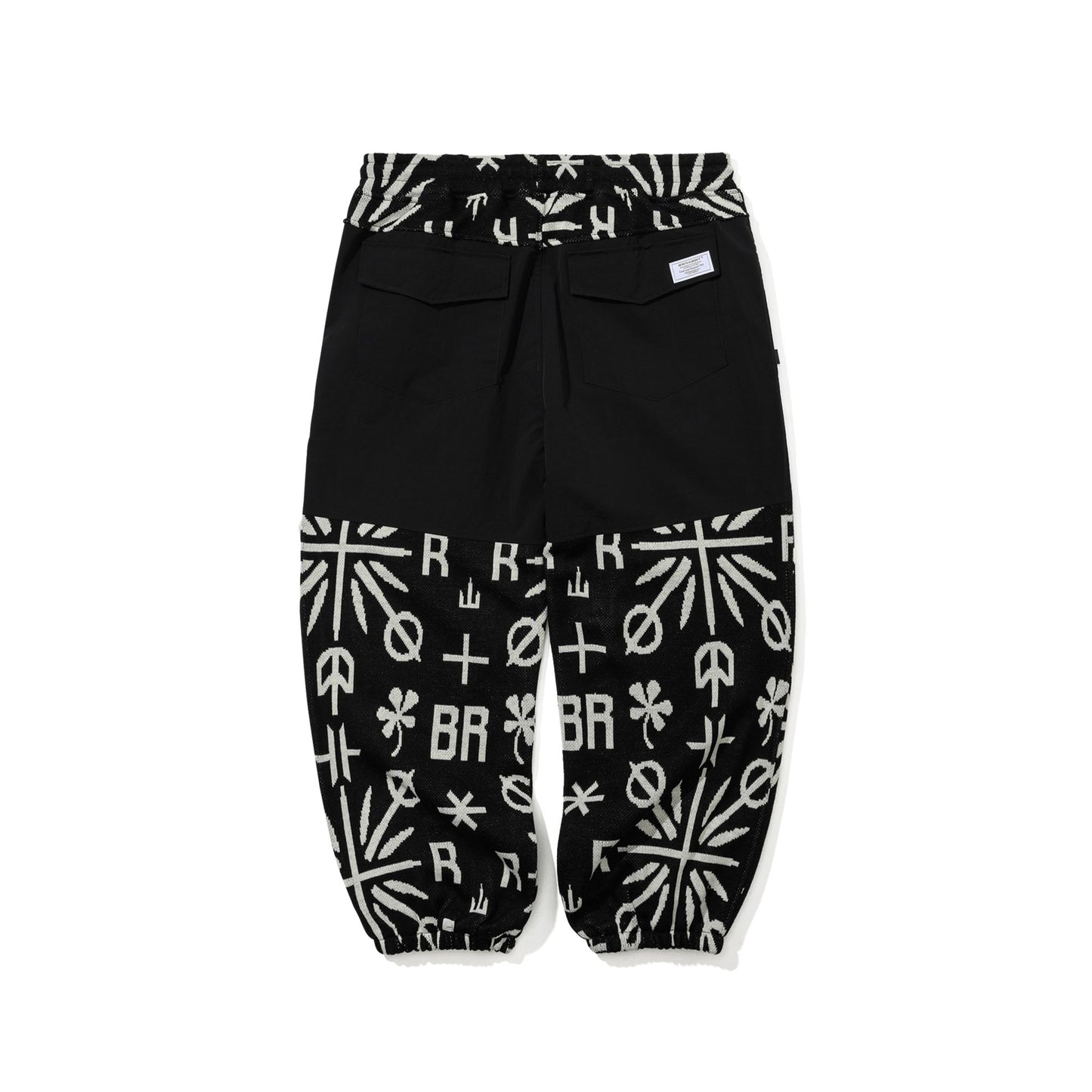 BSR2526FWPT091 PEACE BR JACQUARD WIDE JOGGER PANTS BLACK
