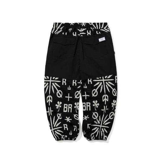 BSR2526FWPT091 PEACE BR JACQUARD WIDE JOGGER PANTS BLACK