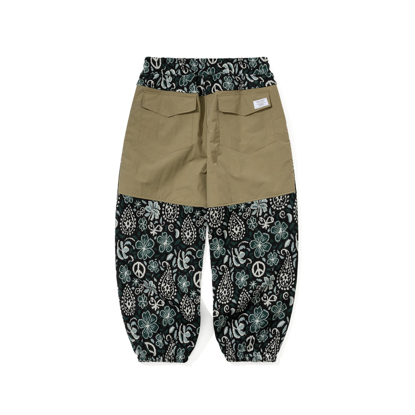 BSR2526FWPT092 PEACE BR JACQUARD WIDE JOGGER PANTS KHAKI