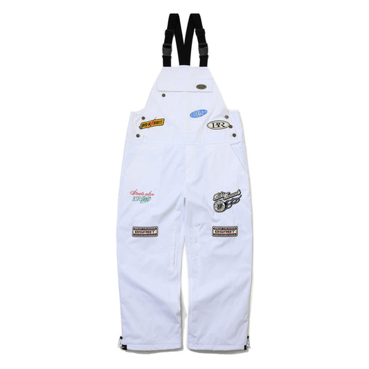 BSR2526FWPT093 VARIETY PATCHWORK WIDE BIB PANTS WHITE
