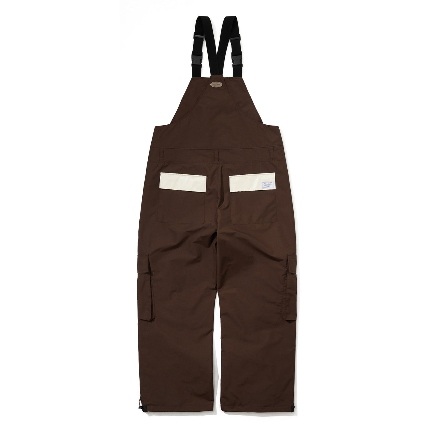 BSR2526FWPT094 CUT PANEL CARGO POCKET WIDE BIB PANTS DARK BROWN