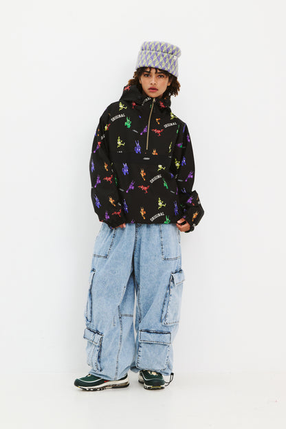 BSRABBIT RAINBOW TR HOODED ANORAK JACKET BLACK BSR2425FWJK147