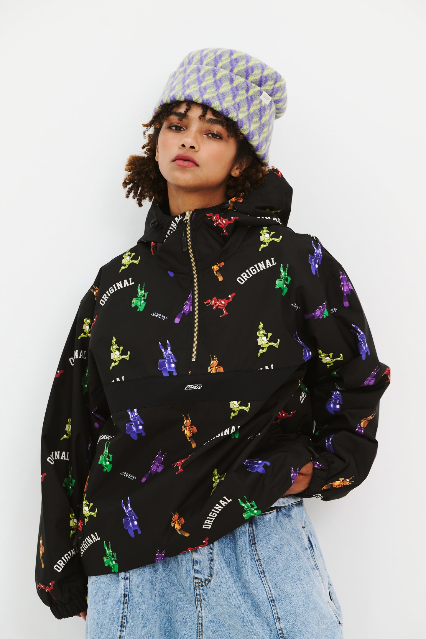 BSRABBIT RAINBOW TR HOODED ANORAK JACKET BLACK BSR2425FWJK147