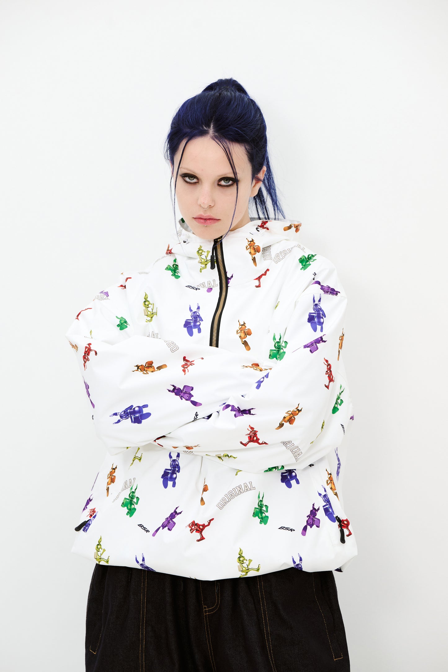 BSRABBIT RAINBOW TR HOODED ANORAK JACKET WHITE BSR2425FWJK146