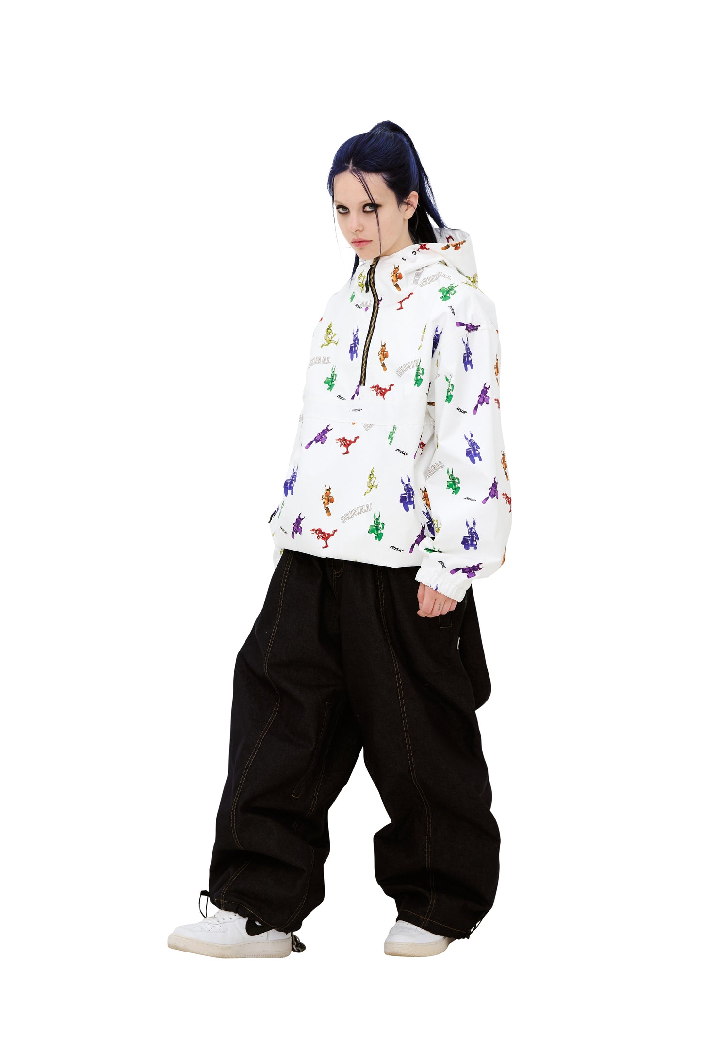 BSRABBIT RAINBOW TR HOODED ANORAK JACKET WHITE BSR2425FWJK146