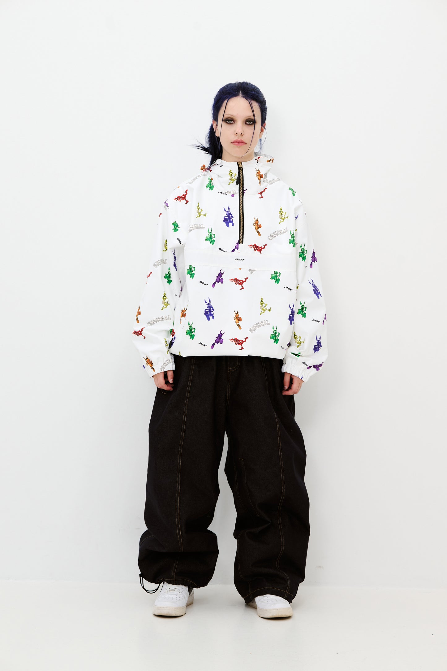 BSRABBIT RAINBOW TR HOODED ANORAK JACKET WHITE BSR2425FWJK146