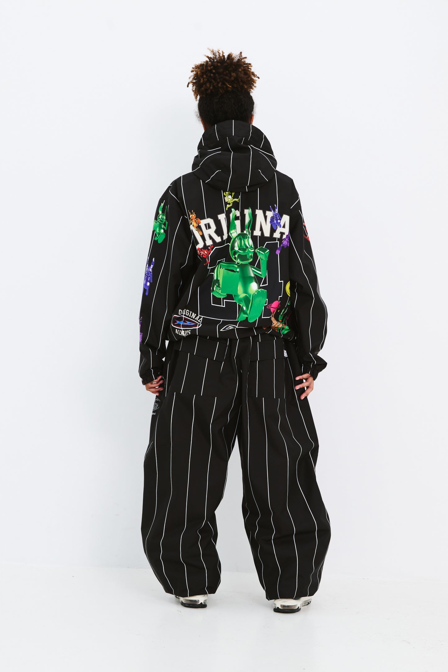 BSRABBIT RAINBOW TR STRIPE HOODED JACKET BLACK BSR2425FWJK108