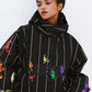 BSRABBIT RAINBOW TR STRIPE HOODED JACKET BLACK BSR2425FWJK108