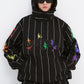 BSRABBIT RAINBOW TR STRIPE HOODED JACKET BLACK BSR2425FWJK108