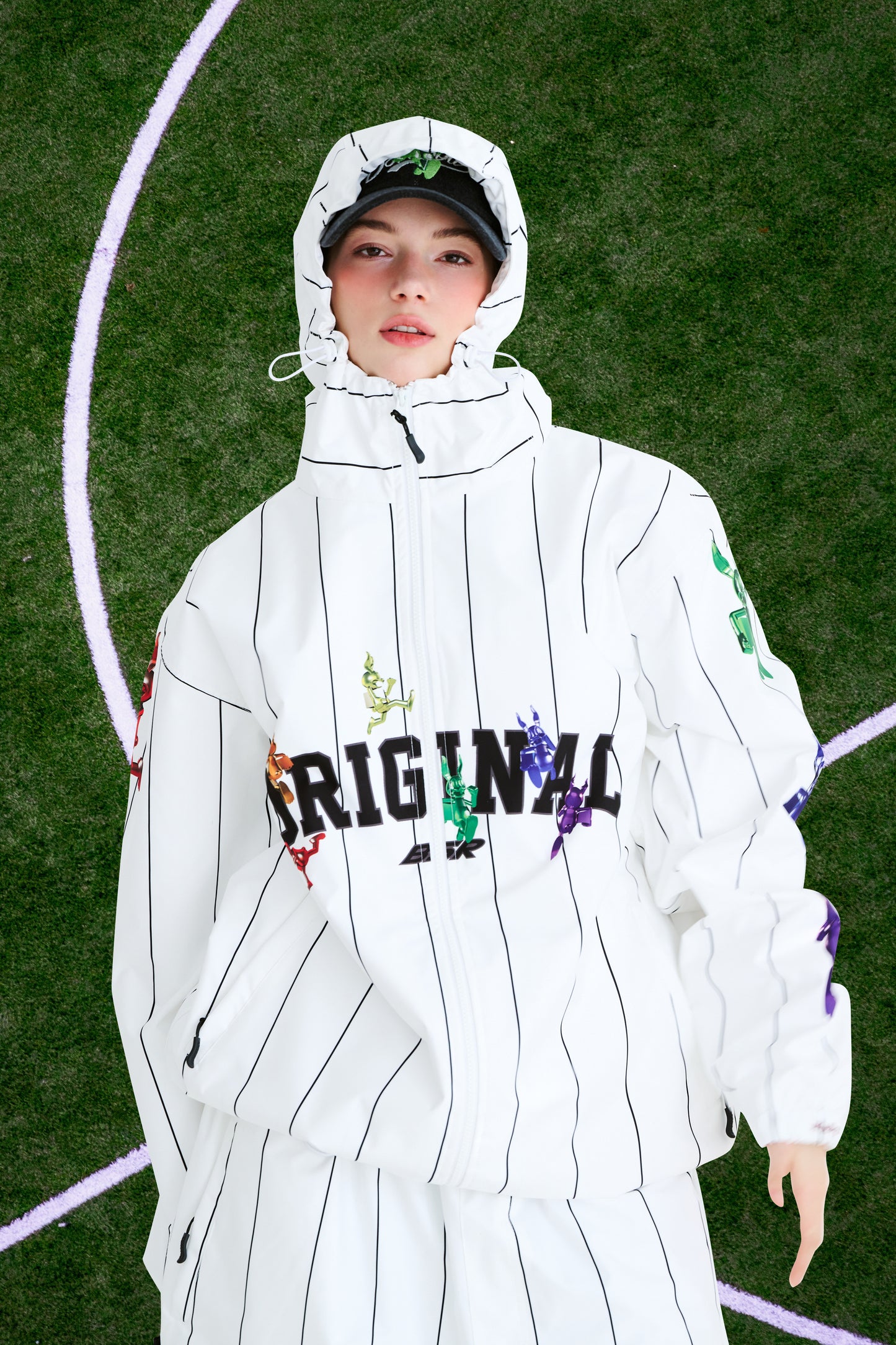 BSRABBIT RAINBOW TR STRIPE HOODED JACKET WHITE BSR2425FWJK109