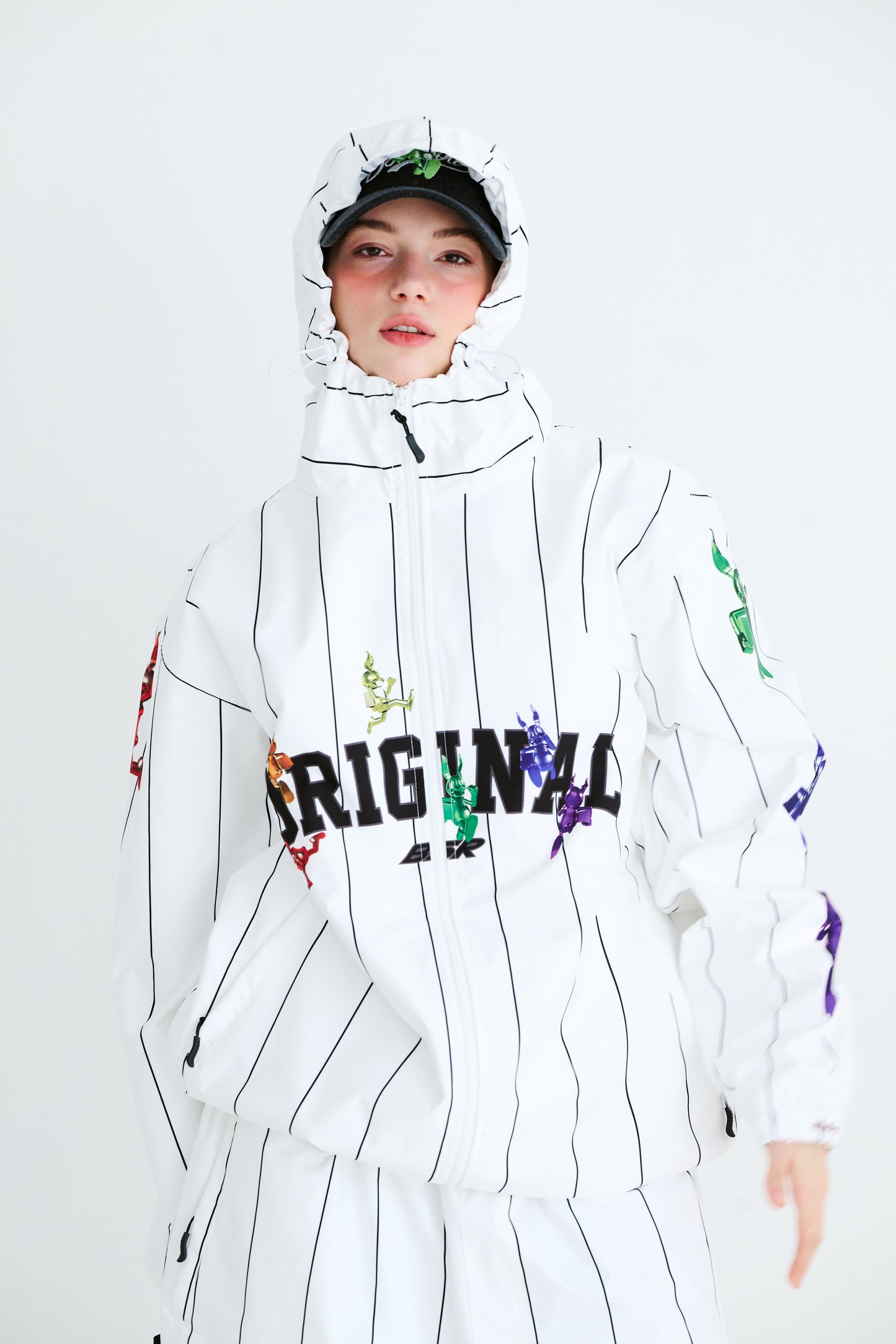 BSRABBIT RAINBOW TR STRIPE HOODED JACKET WHITE BSR2425FWJK109