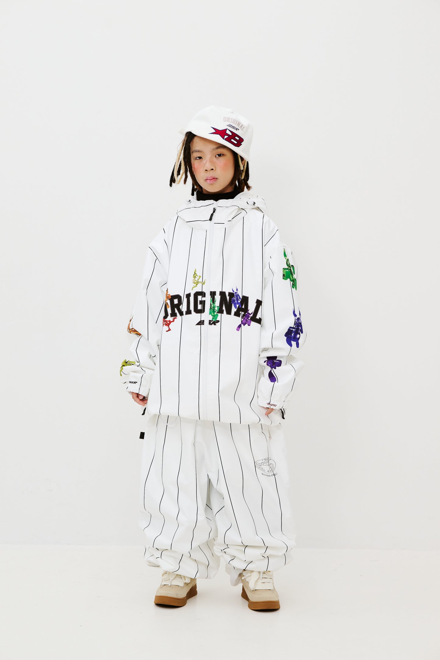 BSRABBIT RAINBOW TR STRIPE HOODED JACKET WHITE BSR2425FWJK109