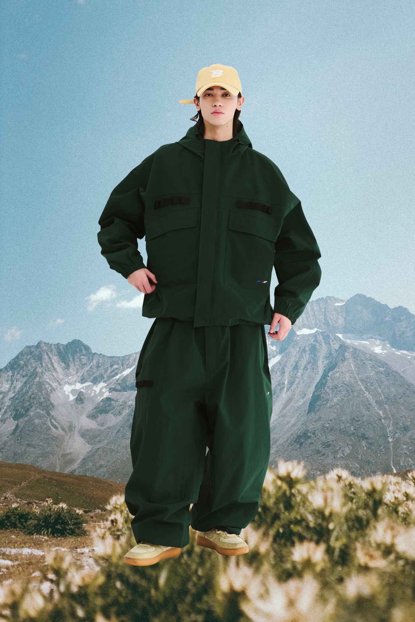 BSRABBIT REFINED SUPER WIDE VENTILATION PANTS DARK GREEN BSR2425FWPT034