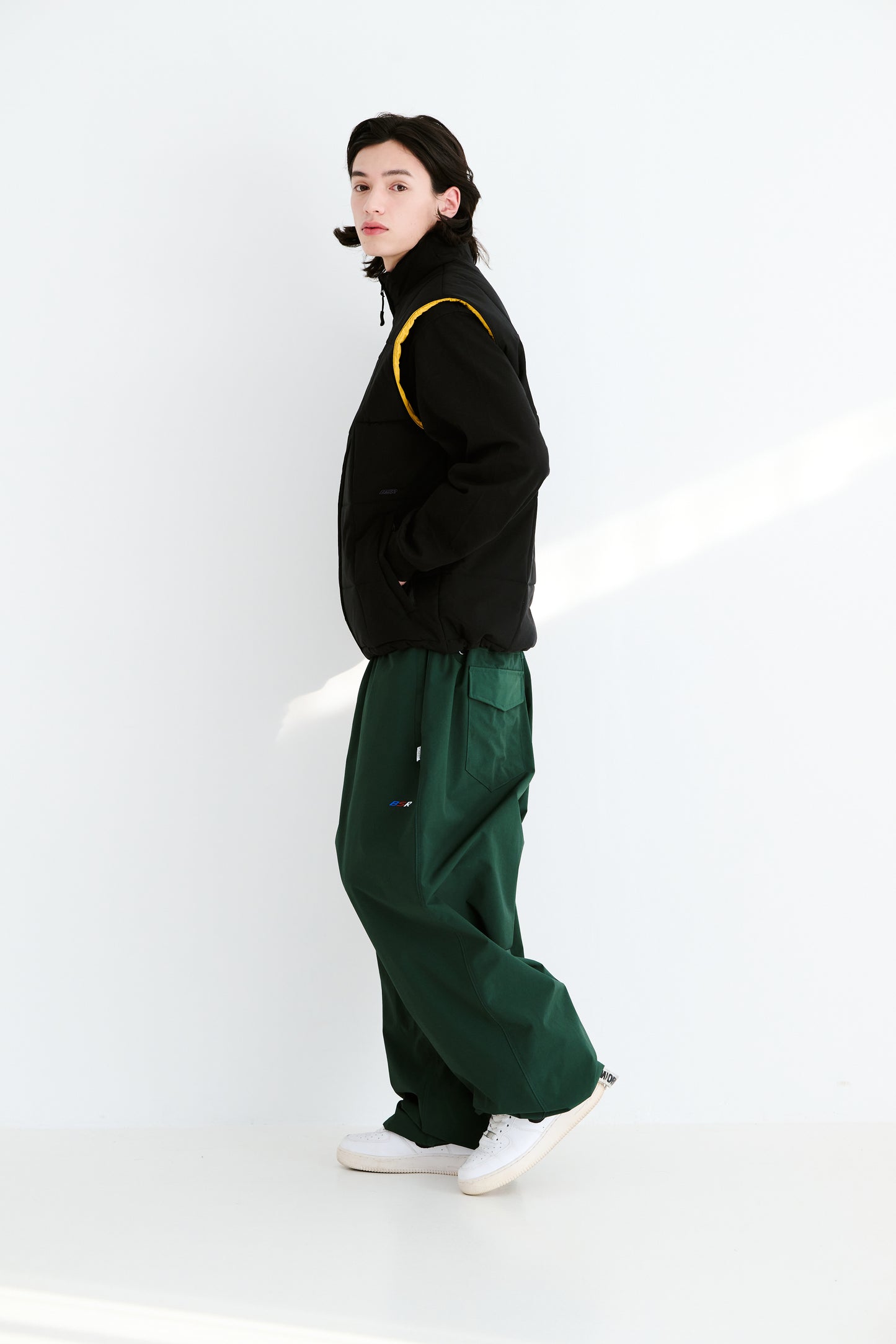 BSRABBIT REFINED SUPER WIDE VENTILATION PANTS DARK GREEN BSR2425FWPT034