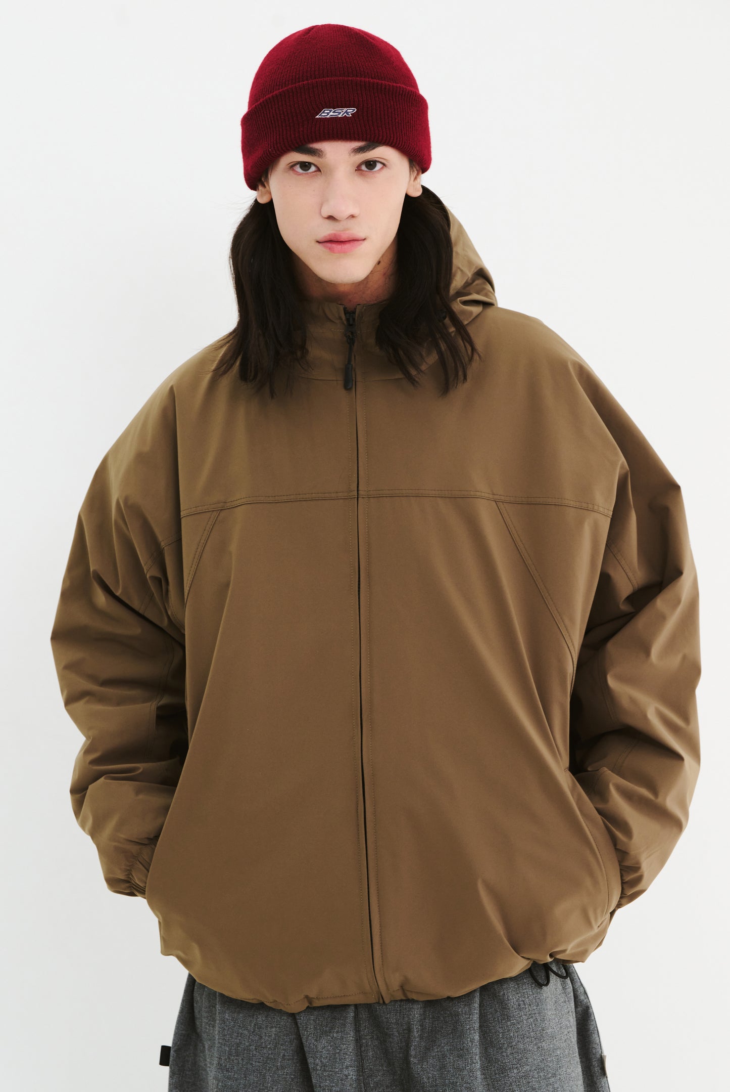 BSRABBIT SMOOTH HOODED JACKET KHAKI BSR2425FWJK048