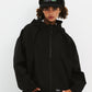 BSRABBIT SOFT PEACH HOODED JACKET BLACK BSR2425FWJK088